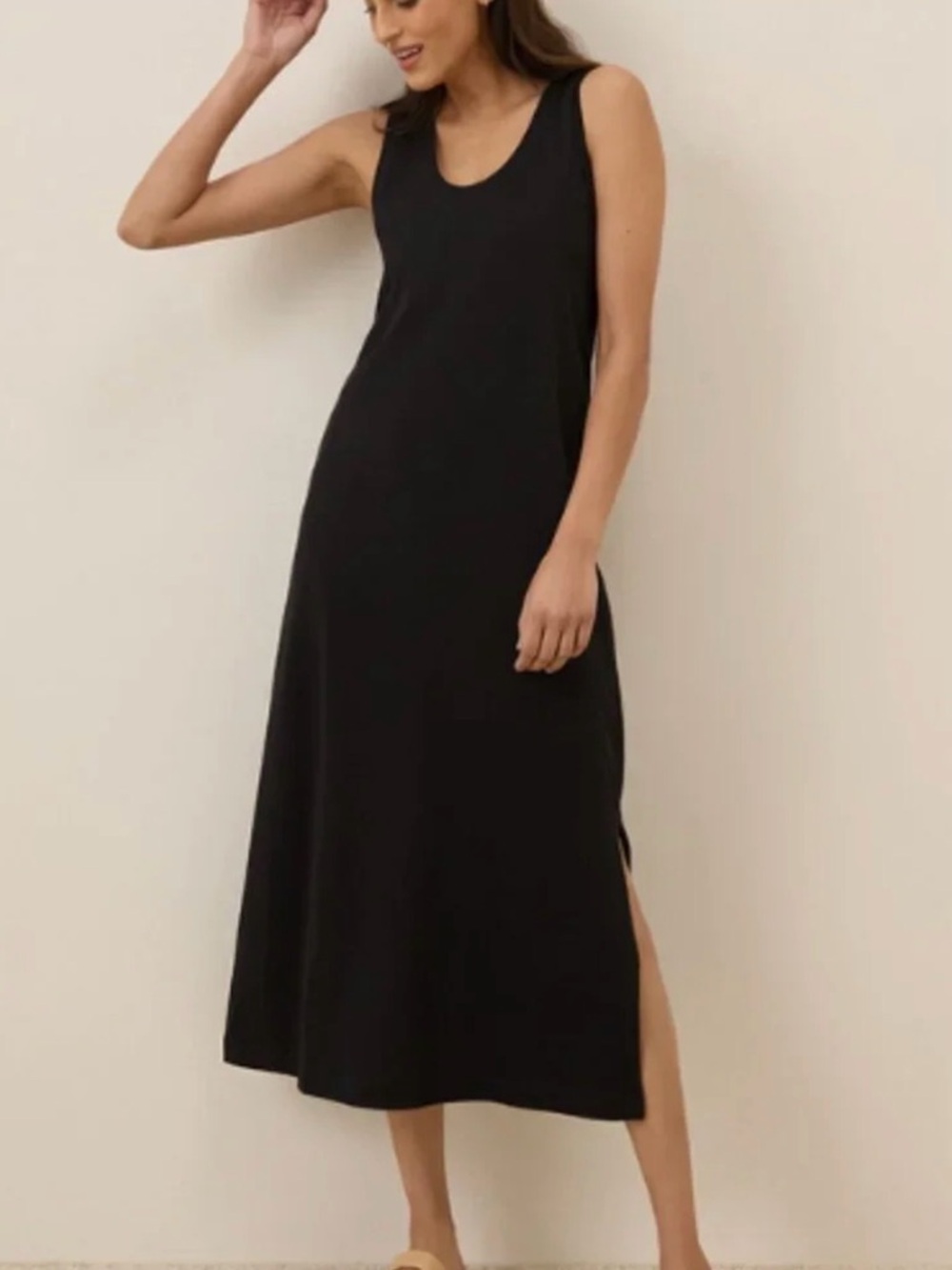 PACT Organic Cotton Black Maxi Dress, Size Large, Athleisure dress, casual dress